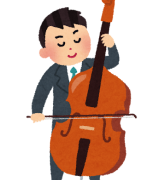 コントラバスを弾いている男性のアイコン